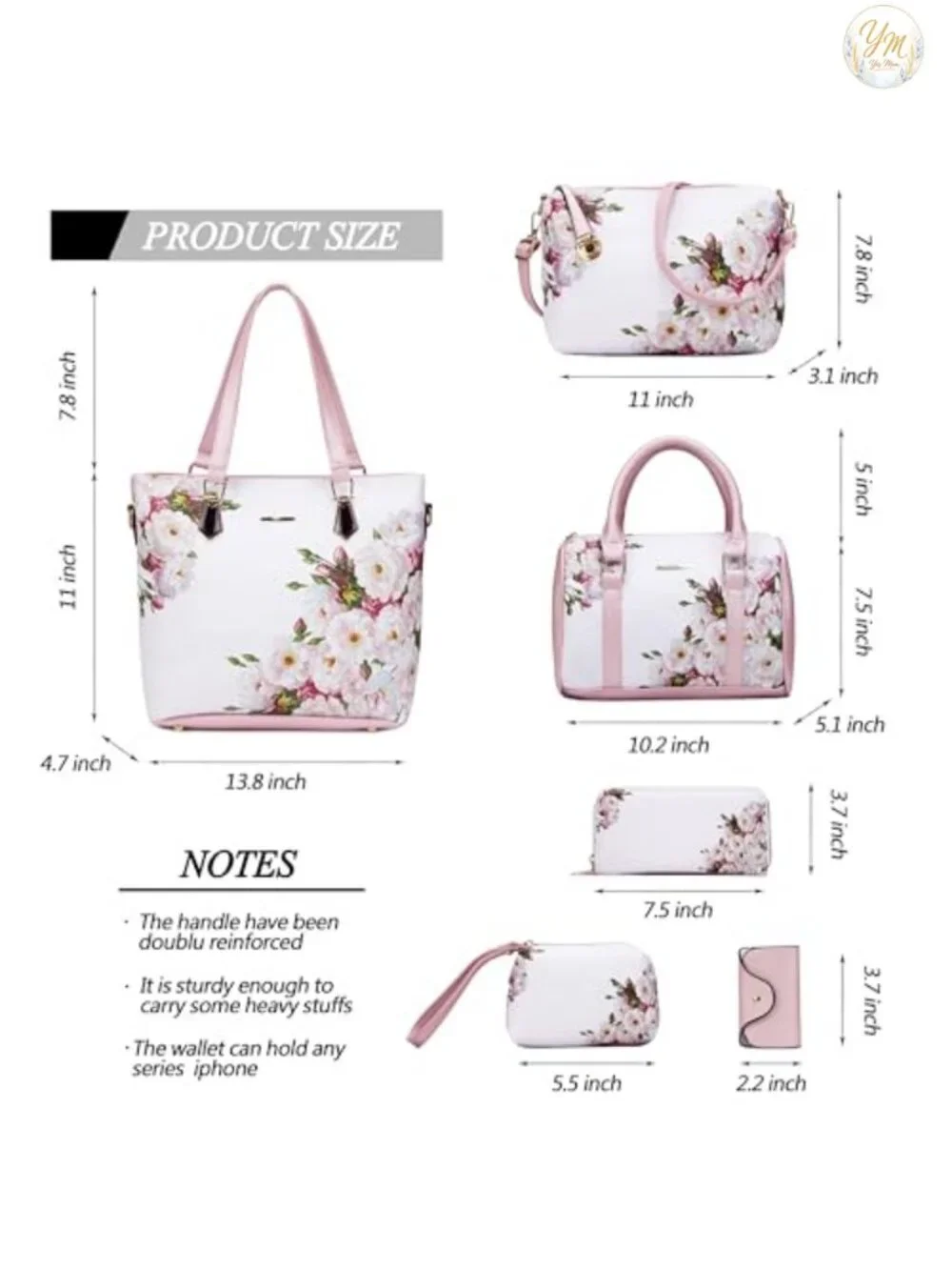 Faux Leather 6-Piece Purse Set Tote Satchel Shoulder Bag